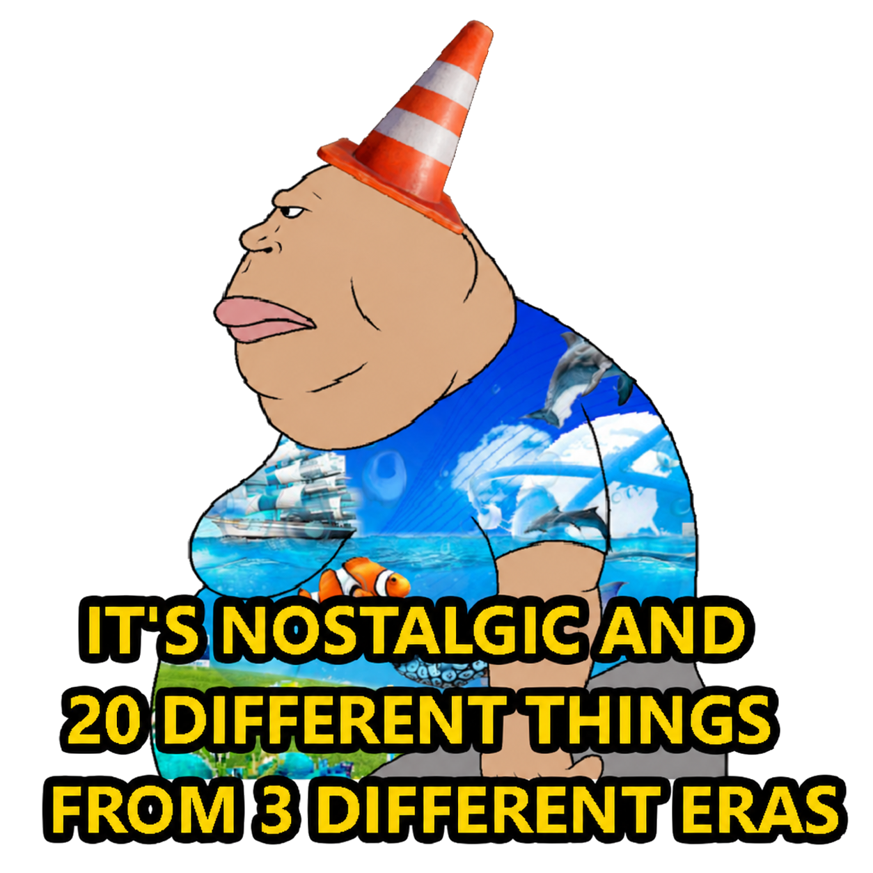 meximutt, meximutt side, it's based and christpilled, 1soyjak, animal, bald, black eyes, blue shirt, clothes, fat