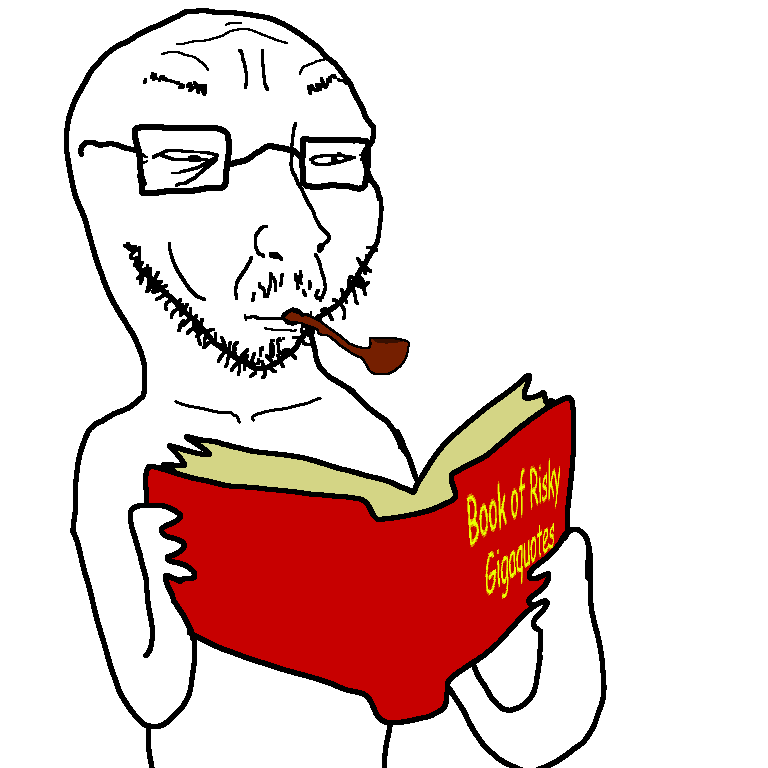 cobstein, 1soyjak, bald, book, book of risky gigaquotes, closed mouth, collarbone, glasses, half body, holding book