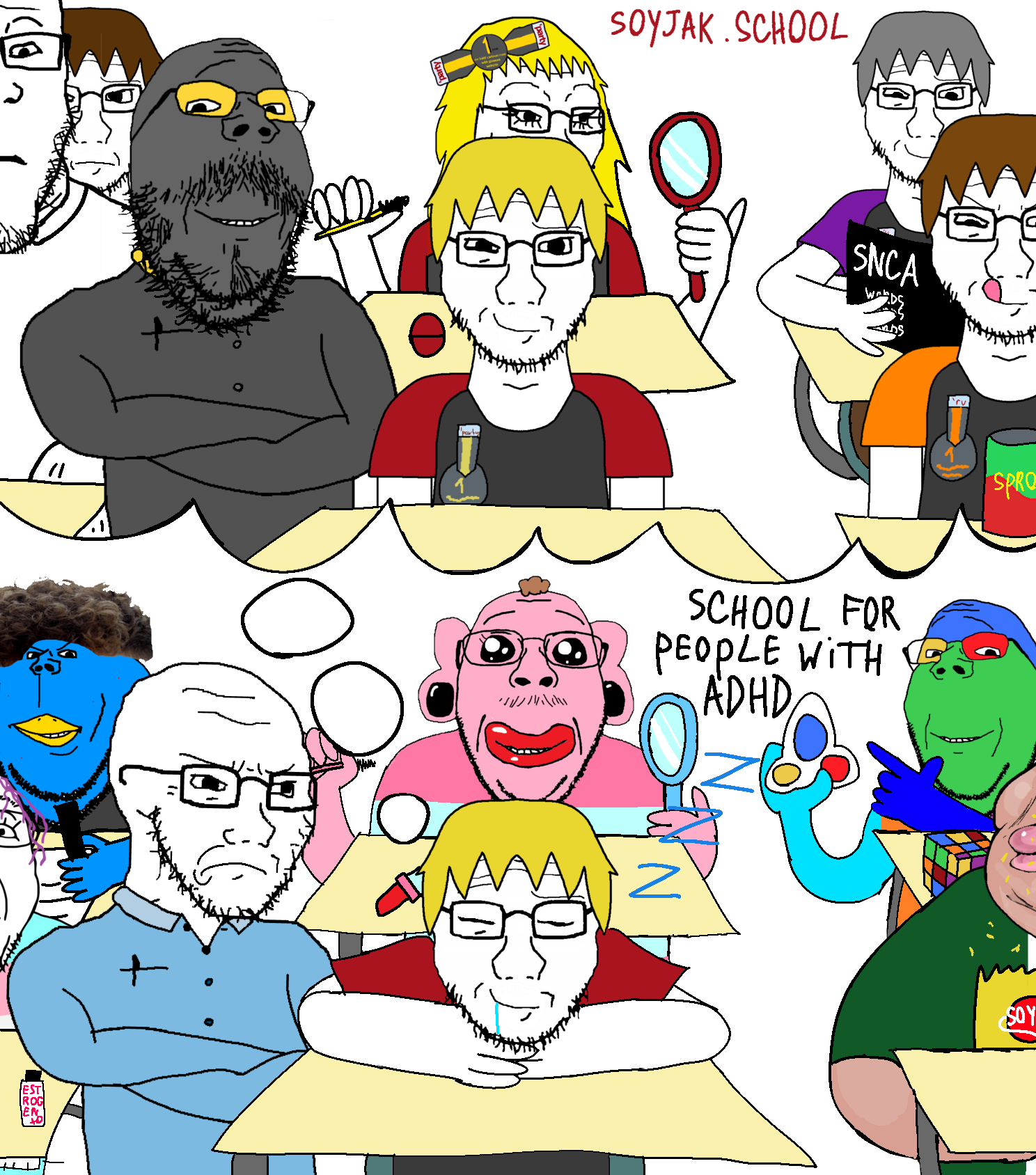dan, james, kate hikes, nate higgers, bernd, gapejak, impish soyak ears, markiplier soyjak, meximutt, soyak
