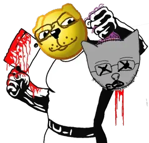 chudjak, kittenjak, 2soyjaks, beheaded, beheading, black eyes, black hair, blood, blood drip, blue skin