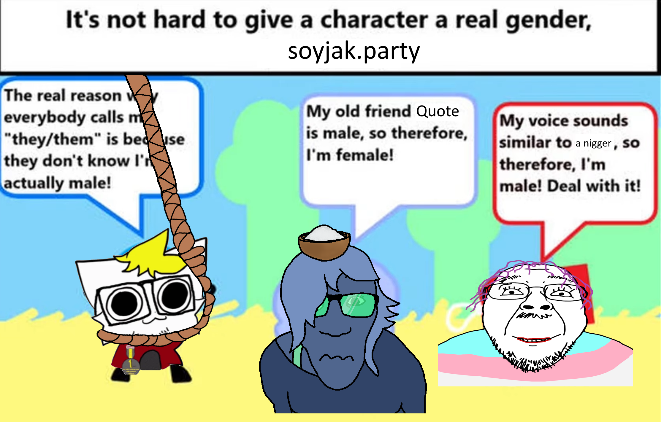 boykisser, bernd, troonjak, natejak, blonde hair, blue glasses, blue hair, blue skin, closed mouth, female