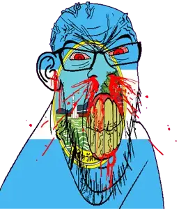 feraljak, feralrage, 1soyjak, angry, bald, blood, bloodshot eyes, building, clenched teeth, cracked teeth