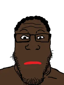markiplier soyjak, negroplier, neutralplier, 1soyjak, black hair, black skin, closed mouth, curly hair, front view, hair