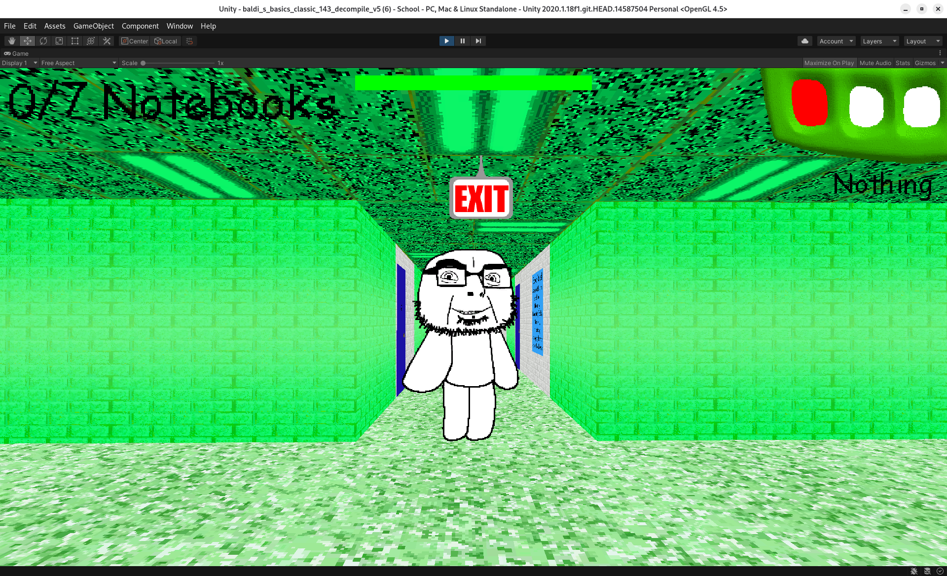 cobson, olgolstein, 1soyjak, bald, baldi mod, black eyes, brick wall, closed mouth, comic sans, english text