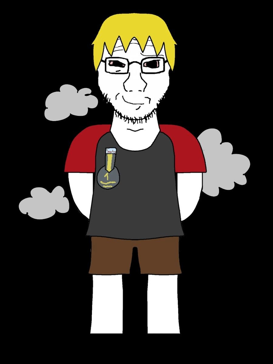 nate higgers, soyak, soyak (smug), natejak, big pupils, black eyes, black shoes, black t-shirt, blonde hair, closed mouth