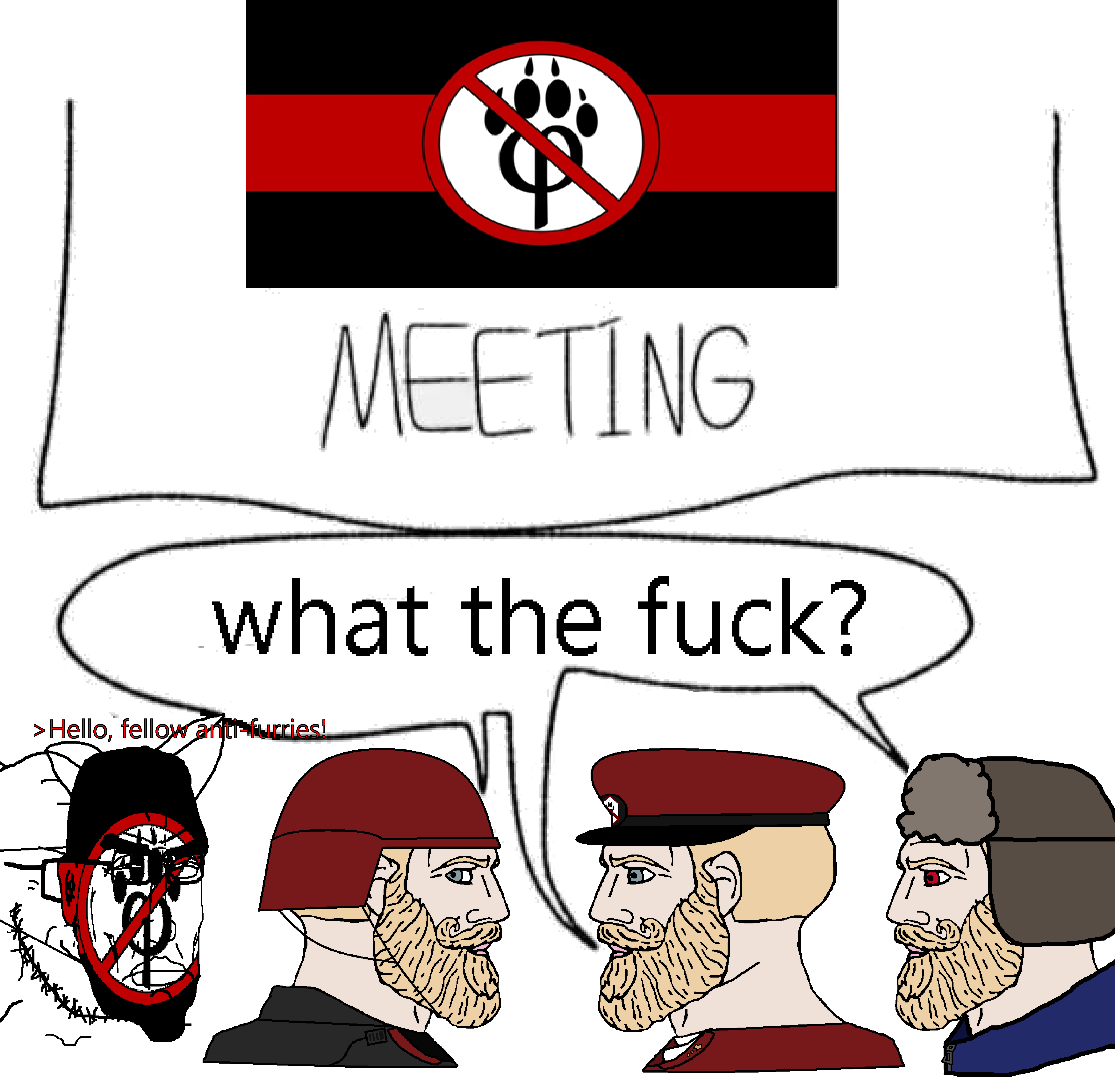 anti furry unit, yes chad, chudjak, soyak, perceptive chud, 2soyjaks, anti furry, anti-furry, beard, closed mouth