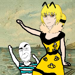 cobson, soyak, cobsontalks, soygirl, femjak, 2soyjaks, album cover, bees, black eyes, closed mouth
