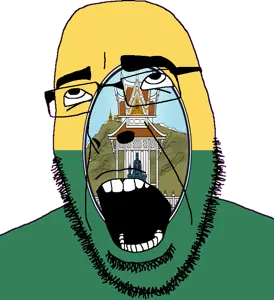 cobson, 1soyjak, ahegao, angry, bald, building, bushy eyebrows, flag, glasses, hair