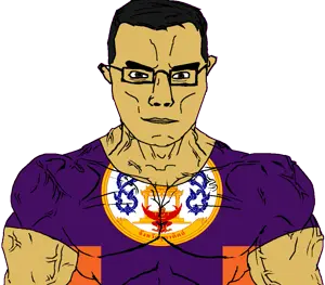 chudjak, chudjak front, muscular chud, 1soyjak, animal, arm, brown eyes, brown skin, buff, building