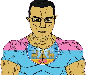 chudjak, chudjak front, muscular chud, 1soyjak, animal, arm, brown eyes, brown skin, buff, closed mouth