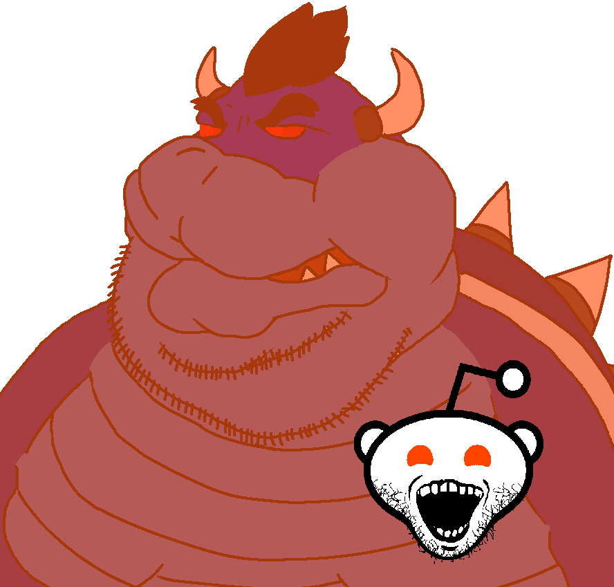 bowser, dark reddit bowser, meximutt, snoojak, 1soyjak, angry, animal, antenna, black eyes, dark