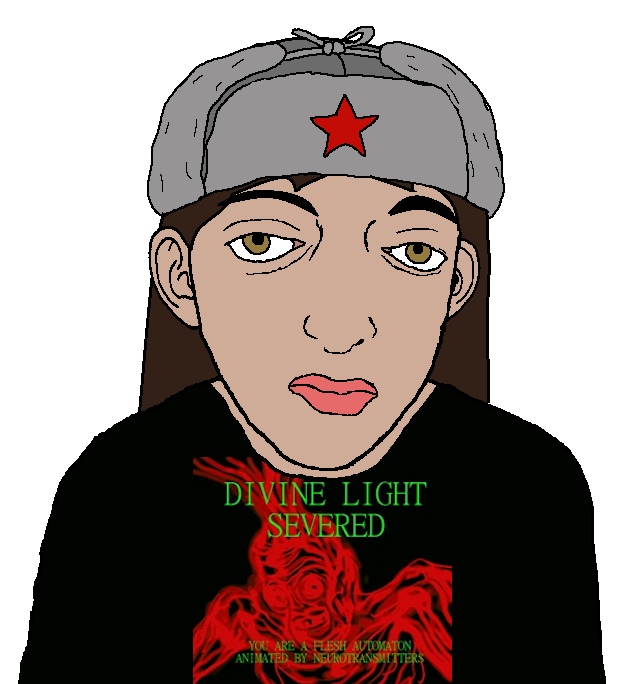 cuckjeet, cuckjeeta, 1soyjak, big lips, black shirt, brown eyes, brown hair, closed mouth, clothes, front view