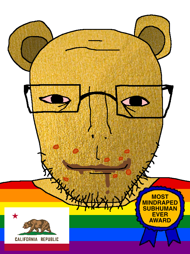 calimutt, calimutt, 1soyjak, award, bald, bear ears, closed mouth, front view, glasses, gold