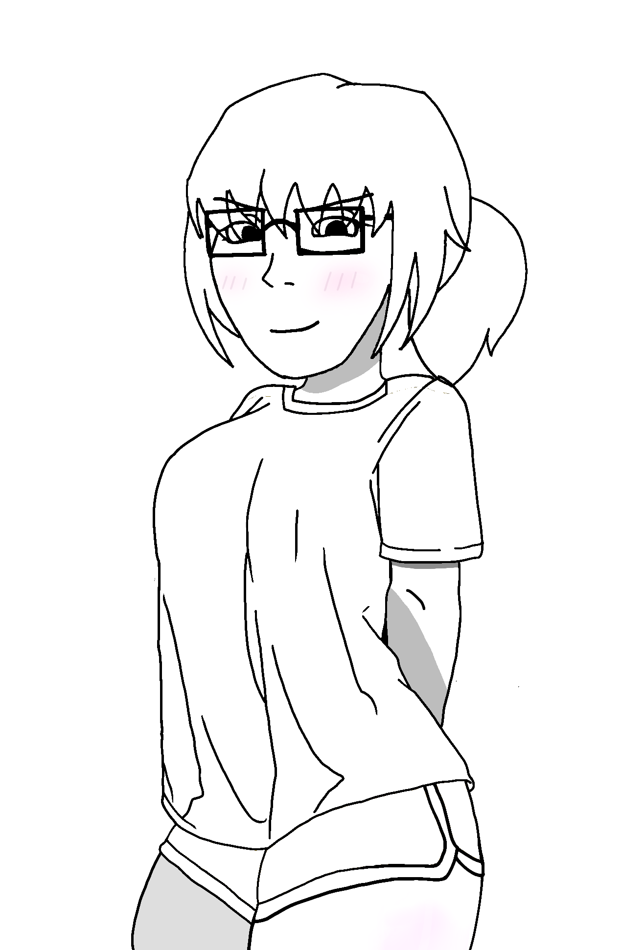soyak, soygirl, femjak, soygirlfriend, 1soyjak, closed mouth, female, glasses, hair, half body