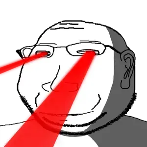 gapejak, massjak, wholesome soyjak, 1soyjak, bald, black eyes, closed mouth, evil, fat, glasses