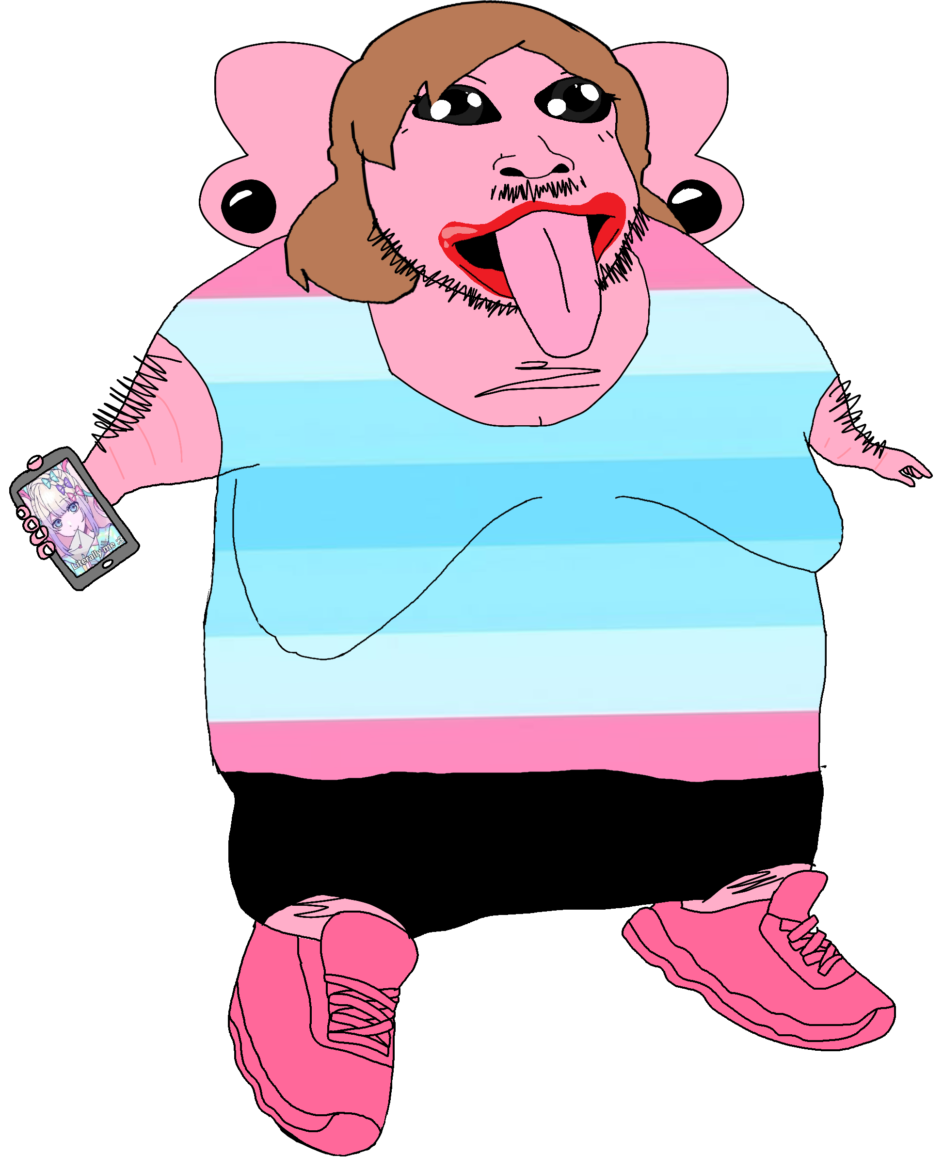 kangel (needy streamer overload), jeetmunculus, jeetamunculusette, 1soyjak, arm hair, black eyes, brown hair, chest hair, earring, fat