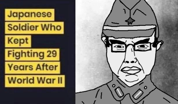 chudjak, chudjak front, japanese soldier who kept fighting, 1soyjak, angry, asian, black eyes, closed mouth, clothes, ear