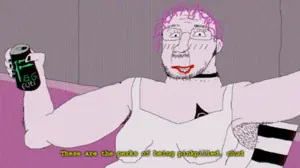 bernd, troonjak, black eyes, curly hair, esl, fat, hair, half body, monster energy, obese