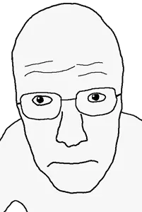 michel, unknown, 1soyjak, bald, black eyes, closed mouth, front view, glasses, neutral, no beard