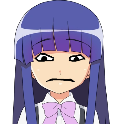 rika furude, markiplier soyjak, neutralplier, anime, anime girl, black eyes, closed mouth, female, hair, long hair