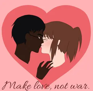 anonymousdrawfag, lars, black hair, black skin, chinny, chinnycuck, female, female lars, hair, kissing