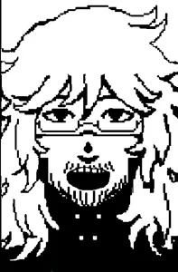 henryjak, android, black eyes, femboy, front view, looking at you, male, open eyes, open mouth, robot
