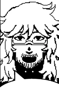 henryjak, android, black eyes, femboy, front view, looking at you, male, open eyes, open mouth, robot