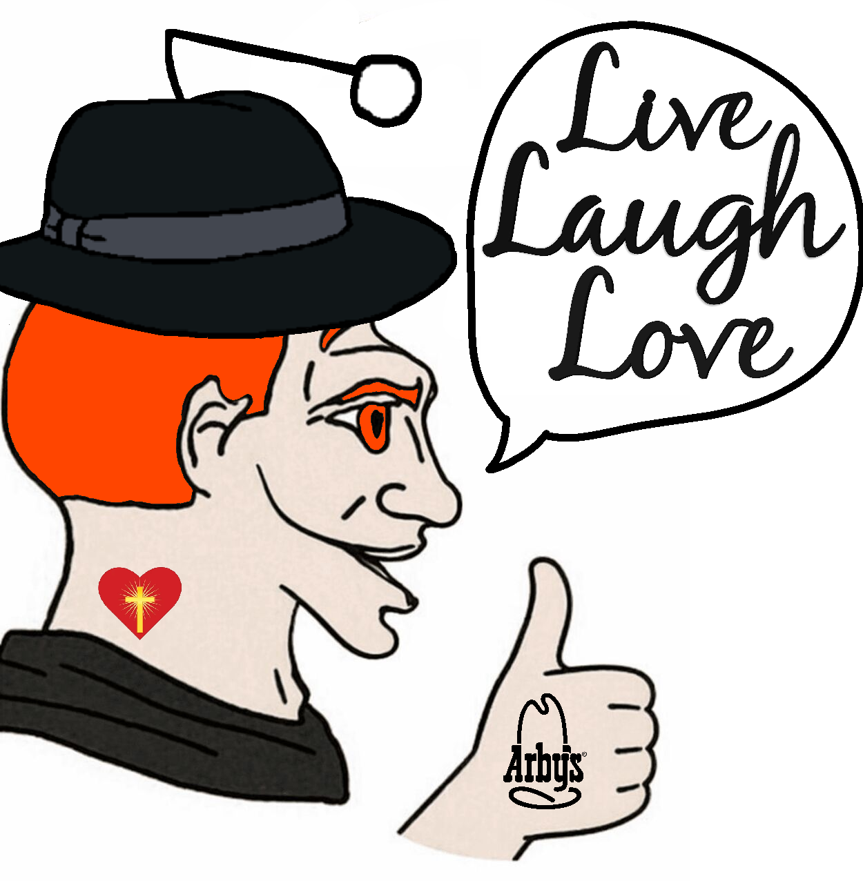 yes chad, yes mutt, it's based and christpilled, antenna, arby's, christianity, clothes, cross, deformed, ear