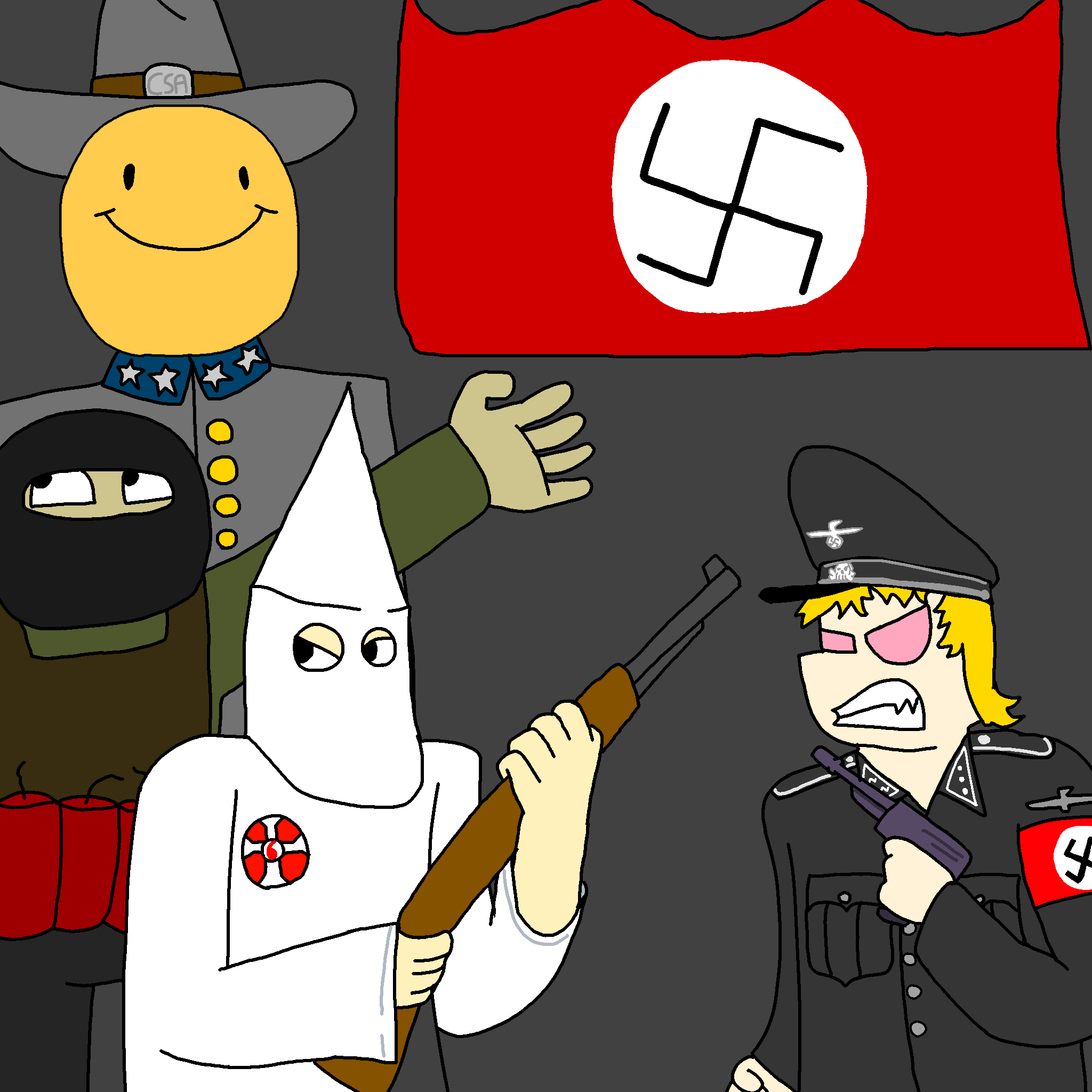 angry, arab, blonde hair, bomb, buttons, clothes, co, confederacy, dynamite, epic face