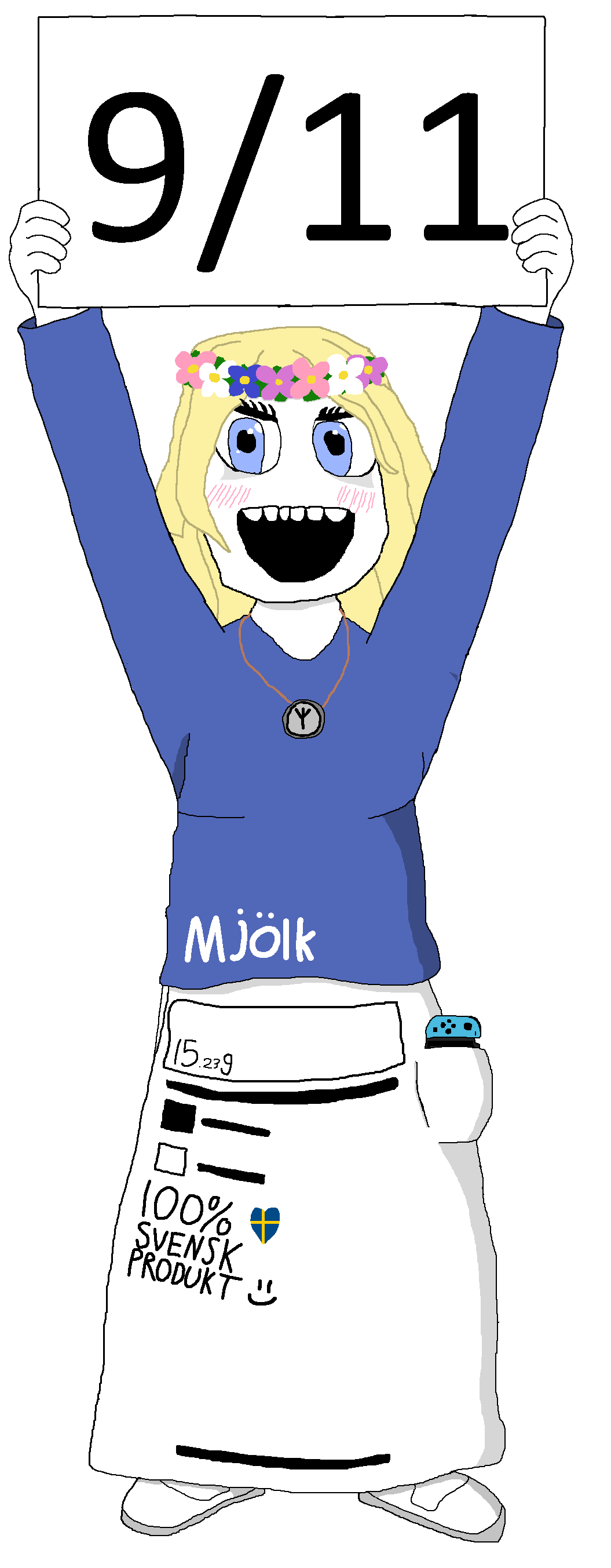 protan, soytan, femjak, 1soyjak, 9/11, a10 eyes, blonde hair, blue eyes, blue shirt, dress