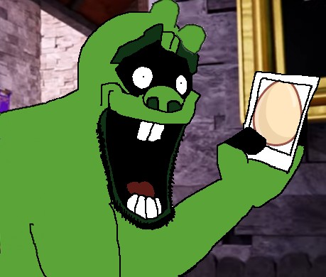 leonard (angry birds), shucksson, 1soyjak, animal, bald, beard, black eyes, ear, fat, gaping mouth