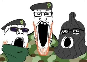gapejak, markiplier soyjak, tony soprano soyjak, soyjak trio, 3soyjaks, balaclava, cap, clothes, glasses, hat