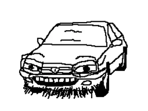 automobilejak, vehiclejaks, 1soyjak, bald, black eyes, car, fat, full body, glasses, looking to the left