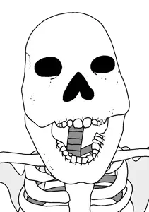 punkjak, skeletonjak, 1soyjak, bald, bone, jaw, no beard, no eyes, no glasses, open mouth