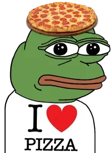 pepe, bald, black eyes, closed mouth, clothes, food, green skin, hat, heart, looking at you