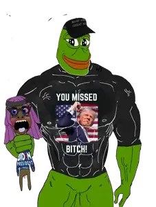 donald trump, pepe, soytan, 1soyjak, almost full body, bald, biden, black eyes, black shirt, black skin