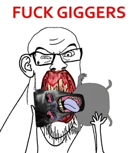 gigachad, feraljak, 1soyjak, ack, angry, bald, beard, black eyes, black hair, bloodshot eyes