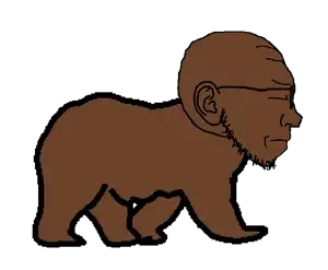 soyak, 1soyjak, bear, brown fur, brown hair, brown skin, closed eyes, closed mouth, ear, frown