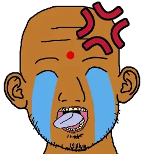 satoko, 1soyjak, anger mark, bald, bharat, brown skin, brown troonjak, closed eyes, crying, cunny