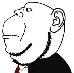 impish soyak ears, impish side ears, 1soyjak, bald, closed mouth, clothes, fat, looking to the left, no glasses, open eyes