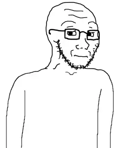 soyak, 1soyjak, bald, closed mouth, glasses, half body, high res, open eyes, scared, skinny