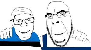 cobson, feraljak, no more brother wars, 2soyjaks, bald, eye, eyes, forehead, forehead lines, front view