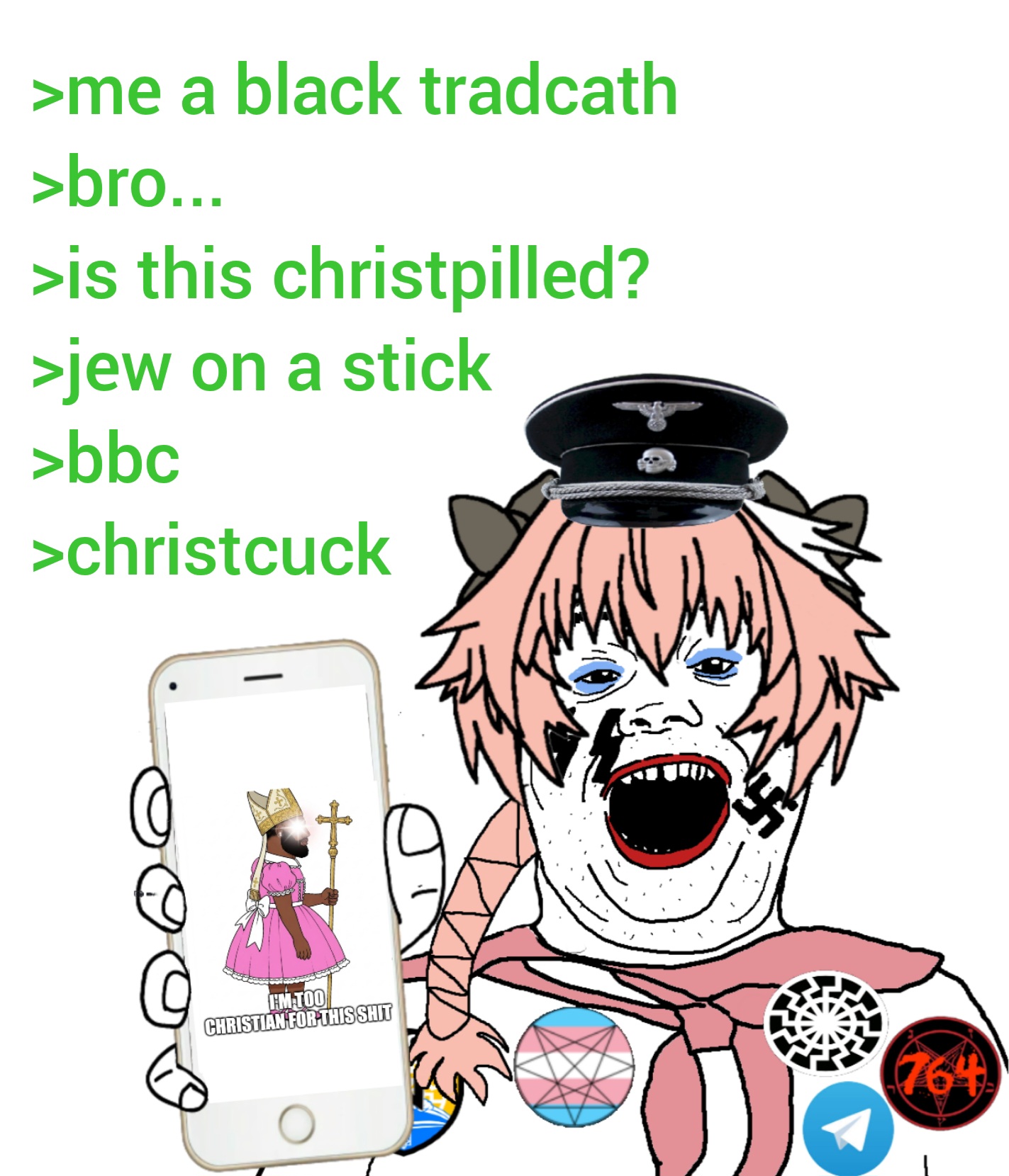 black tradcath, yes chad, alicia, 1soyjak, arrow, beard, christian, christianity, christpilled, ear