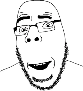 cobson, pleasedson, 1soyjak, bald, glasses, half open mouth, looking at you, open eyes, portrait, soyjak