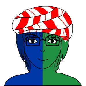 soyak, soygirl, femjak, blue hair, blue skin, closed mouth, eyeliner, female, glasses, green hair