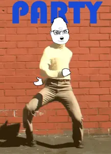 feraljak, ishish feraljak, 1soyjak, animated, belt, big forehead, black eyes, black hair, black shoes, blinking