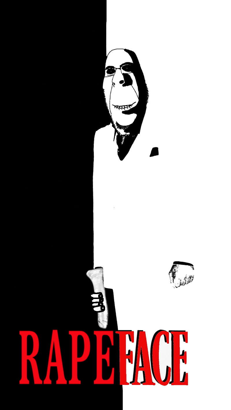 rapeson, cobson, hornyson, rapeson, 1soyjak, bald, black background, black eyes, closed mouth, clothes