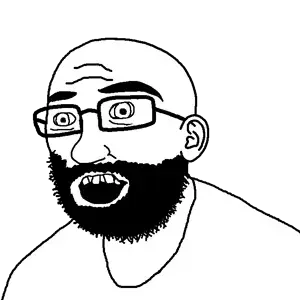 144142 - soybooru.com - 1soyjak bald black_eyes clothes ear forehead_lines glasses monochrome portrait rot rotjak scared soyjak stubble teeth template transparent_background uncolored_skin white_shirt.png