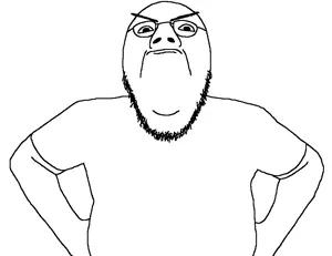 nikocado avocado, newton, 'cado, 1soyjak, angry, bald, black eyes, closed mouth, fat, front view