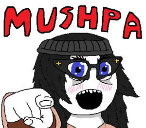 125 - soybooru.com - beanie blue_eyes blush clothes female glasses hair hands hat no_nose open_mouth pointing pointing_at_viewer simp soyjak soytan text uncolored_skin.jpg